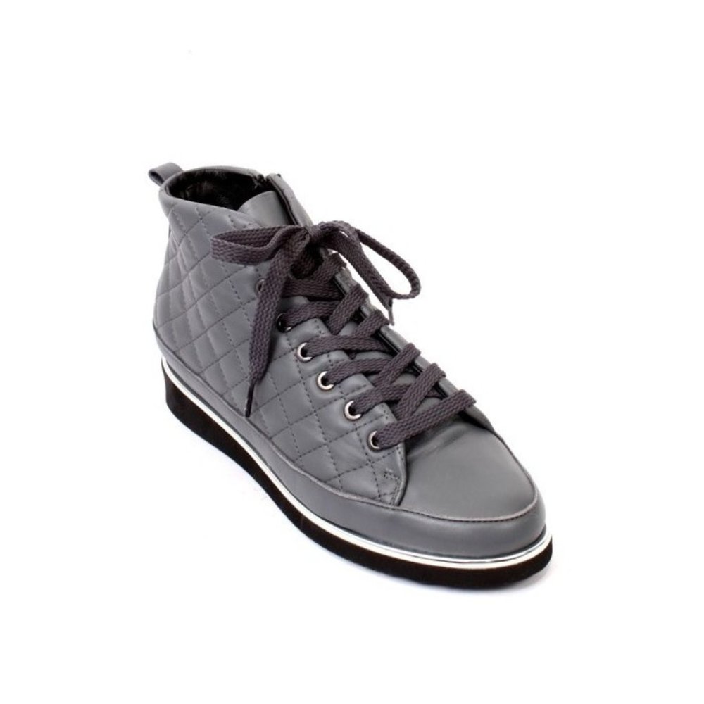 Gianni Ferrante 121c Gray Leather Comfort Wedge Shoes